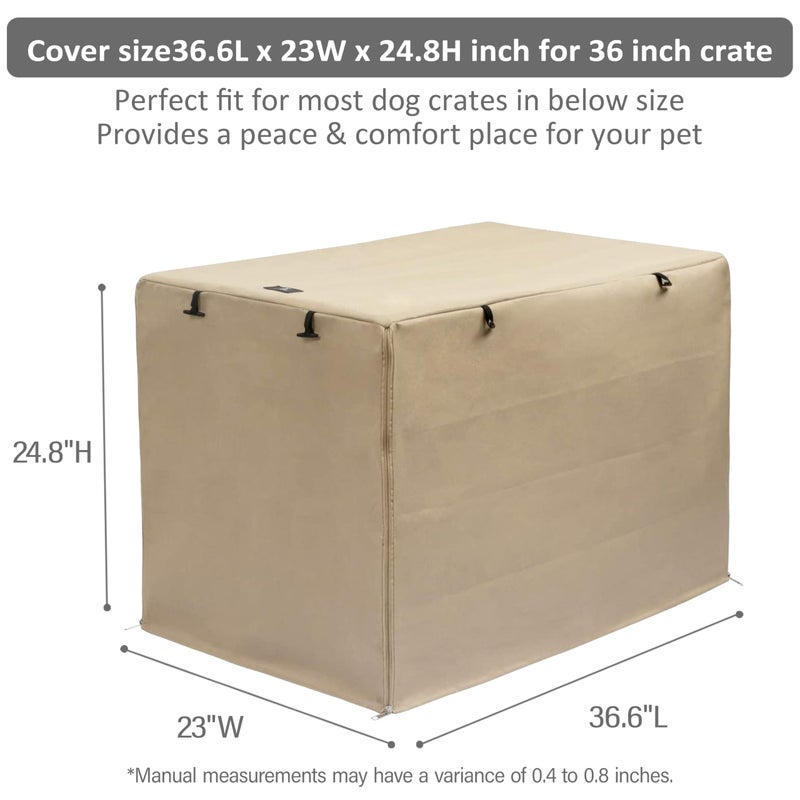 X-ZONE PET Double Door Dog Crate Cover - Polyester Pet Kennel Cover (Fits 24 30 36 42 48 inches Wire Crate) (36Inch, Tan) - Image 3